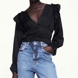 Zara satin crop top.